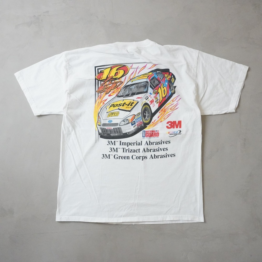 Vintage Gildan 3M Abrasives NASCAR T-Shirt XL Mens White Greg Biffle Racing 16
